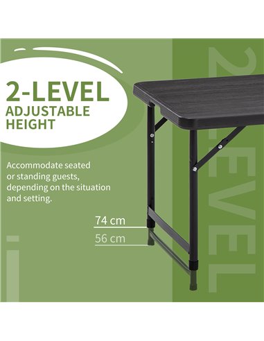 Outsunny Foldable Patio Dining Table for 4, Height Adjustable Outdoor Table for Garden, Lawn, Dark Grey 84G-005V00CG