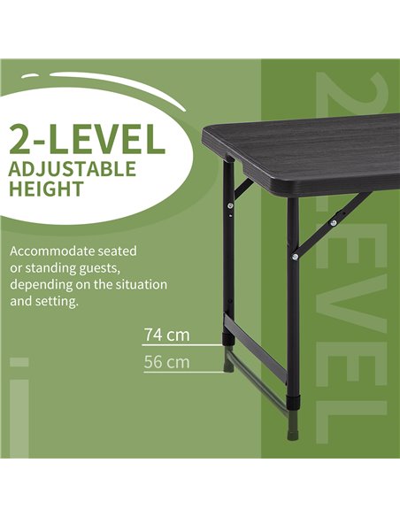 Outsunny Foldable Patio Dining Table for 4, Height Adjustable Outdoor Table for Garden, Lawn, Dark Grey 84G-005V00CG - pic 45359 | FastDaddyshop