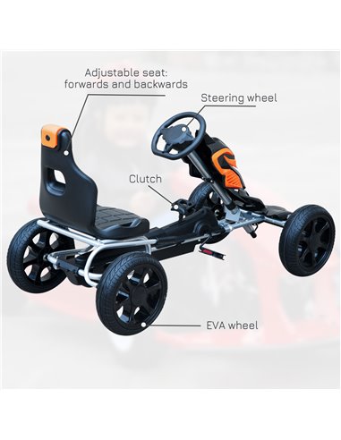 HOMCOM Kids Ride On Pedal Go Kart Indoor Outdoor Sports Toy Braking System