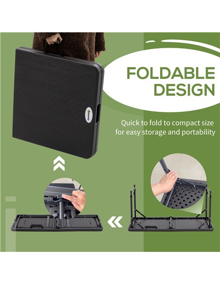 Outsunny Foldable Patio Dining Table for 4, Height Adjustable Outdoor Table for Garden, Lawn, Dark Grey 84G-005V00CG - pic 45360 | FastDaddyshop