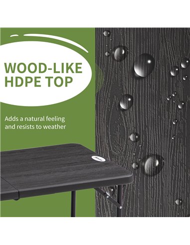 Outsunny Foldable Patio Dining Table for 4, Height Adjustable Outdoor Table for Garden, Lawn, Dark Grey 84G-005V00CG