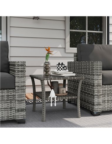 Outsunny 50cm Outdoor PE Rattan Coffee Table, Grey 867-164V00GG