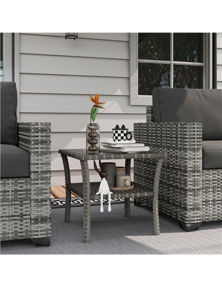 Outsunny 50cm Outdoor PE Rattan Coffee Table, Grey 867-164V00GG - pic 45365 | FastDaddyshop