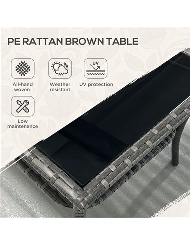 Outsunny 50cm Outdoor PE Rattan Coffee Table, Grey 867-164V00GG