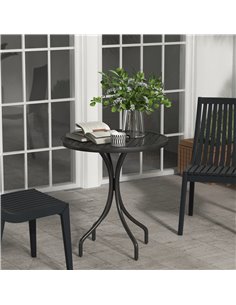 Outsunny 66cm Outdoor Patio Round Garden Table, Black 84G-302V00BK 2