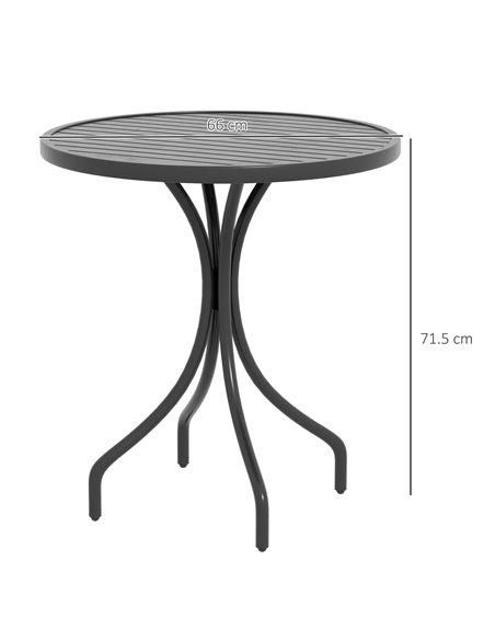 Outsunny 66cm Patio Table, Round Garden Table, Outdoor Side Table with Steel Frame and Slat Tabletop, Black 84G-302V00BK - pic 45375 | FastDaddyshop