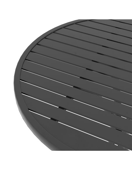 Outsunny 66cm Patio Table, Round Garden Table, Outdoor Side Table with Steel Frame and Slat Tabletop, Black 84G-302V00BK - pic 45378 | FastDaddyshop