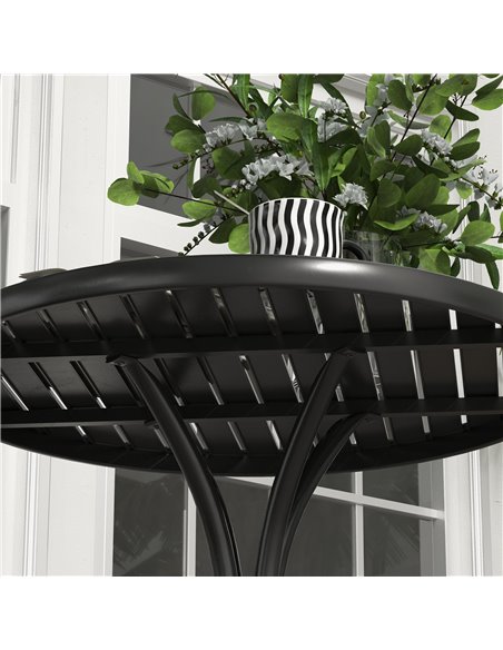 Outsunny 66cm Patio Table, Round Garden Table, Outdoor Side Table with Steel Frame and Slat Tabletop, Black 84G-302V00BK - pic 45380 | FastDaddyshop