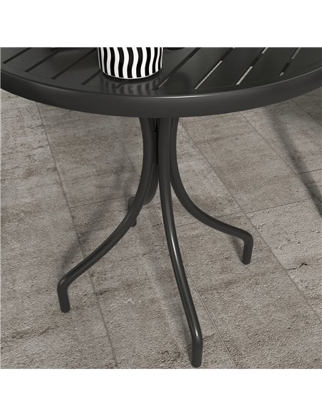Outsunny 66cm Patio Table, Round Garden Table, Outdoor Side Table with Steel Frame and Slat Tabletop, Black 84G-302V00BK - pic 45381 | FastDaddyshop