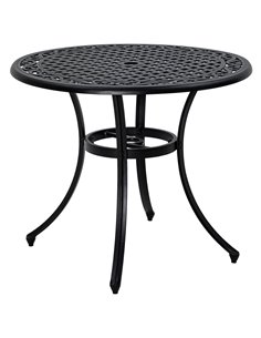 Outsunny 90cm Round Garden Table with Parasol Hole, Black 84G-314V00BK