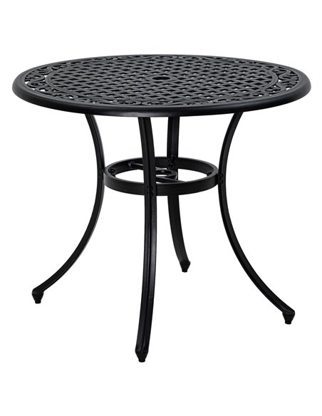 Outsunny 90cm Round Garden Table with Parasol Hole, Black 84G-314V00BK - pic 45382 | FastDaddyshop