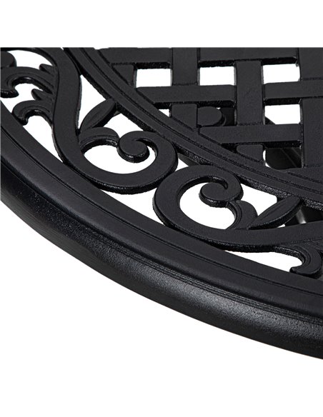 Outsunny Round Garden Table with Parasol Hole, 90cm Cast Aluminium Outdoor Dining Table for 2-4 for Balcony - Black 84G-314V00BK - pic 45390 | FastDaddyshop