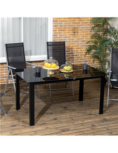 Outsunny Aluminium Outdoor Dining Table for 6, Black 84G-097V00BK