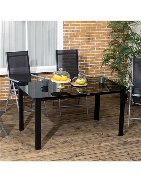 Outsunny Aluminium Outdoor Dining Table for 6, Black 84G-097V00BK - pic 45401 | FastDaddyshop