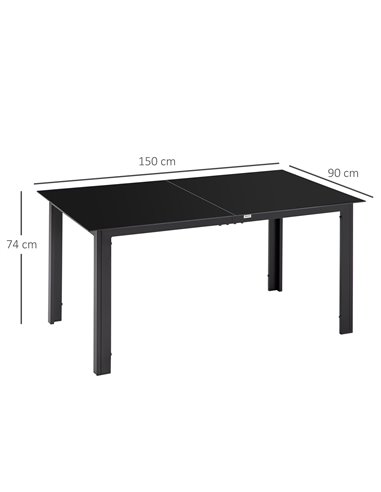 Outsunny Aluminium Outdoor Dining Table for 6, Black 84G-097V00BK