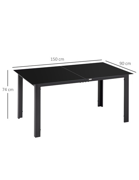 Outsunny Aluminium Outdoor Dining Table for 6, Black 84G-097V00BK - pic 45402 | FastDaddyshop