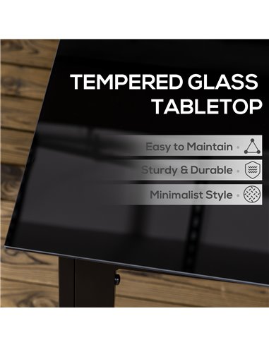 Outsunny Outdoor Dining Table for 6, Aluminium Rectangular Garden Table with Tempered Glass Tabletop for Yard, Deck, Patio, Blac