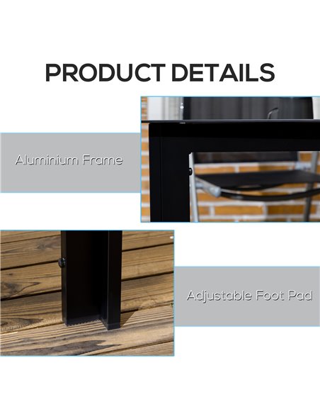 Outsunny Outdoor Dining Table for 6, Aluminium Rectangular Garden Table with Tempered Glass Tabletop for Yard, Deck, Patio, Blac - pic 45404 | FastDaddyshop