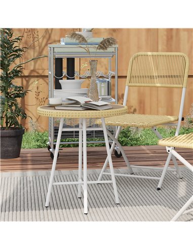 Outsunny PE Rattan Side Table Natural Wood Finish 867-192V00ND