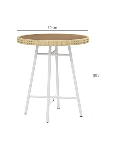Outsunny PE Rattan Side Table Natural Wood Finish 867-192V00ND