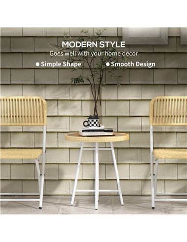 Outsunny PE Rattan Side Table Natural Wood Finish 867-192V00ND