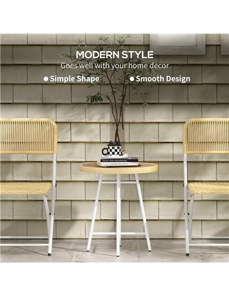 Outsunny PE Rattan Side Table Natural Wood Finish 867-192V00ND - pic 45421 | FastDaddyshop
