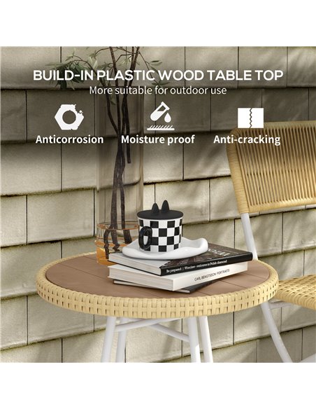 Outsunny PE Rattan Side Table Natural Wood Finish 867-192V00ND - pic 45422 | FastDaddyshop
