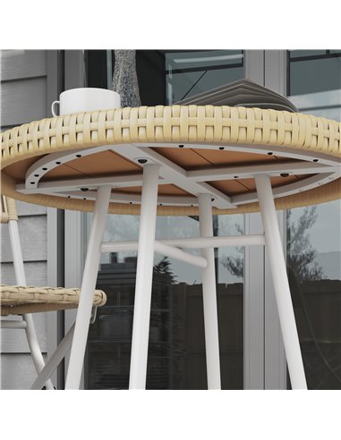 Outsunny PE Rattan Side Table Natural Wood Finish 867-192V00ND