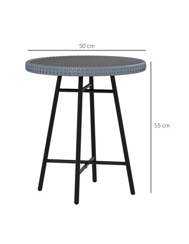 Outsunny PE Rattan Side Table Grey 867-192V00GY