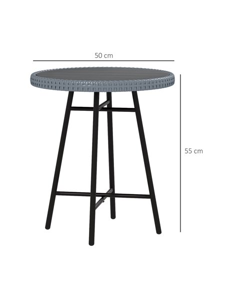 Outsunny PE Rattan Side Table Grey 867-192V00GY - pic 45429 | FastDaddyshop