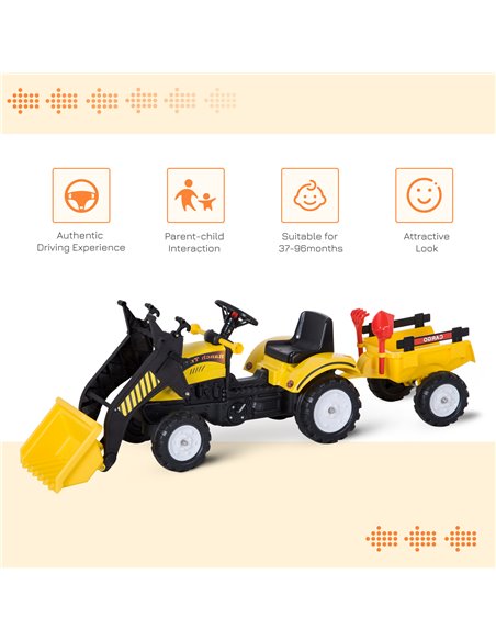 HOMCOM Kids Pedal Go Kart Excavator-Yellow  - pic 4543 | FastDaddyshop