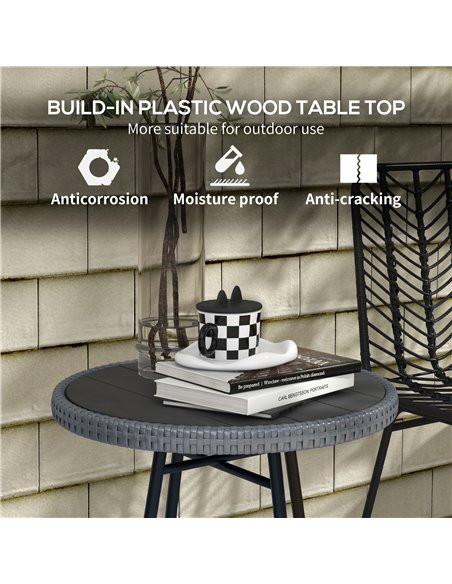 Outsunny PE Rattan Side Table Grey 867-192V00GY - pic 45431 | FastDaddyshop