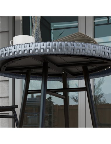 Outsunny PE Rattan Side Table Grey 867-192V00GY