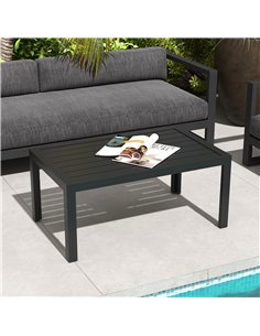 Outsunny Outdoor Rectangular Patio Coffee Side Table, Black 84G-291V00BK 2