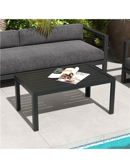 Outsunny Outdoor Rectangular Patio Coffee Side Table, Black 84G-291V00BK - pic 45437 | FastDaddyshop