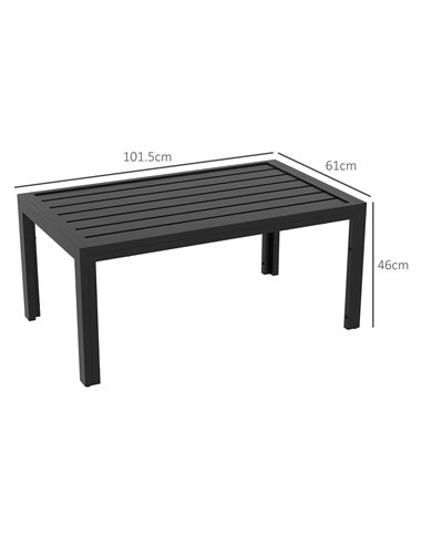 Outsunny Outdoor Rectangular Patio Coffee Side Table, Black 84G-291V00BK