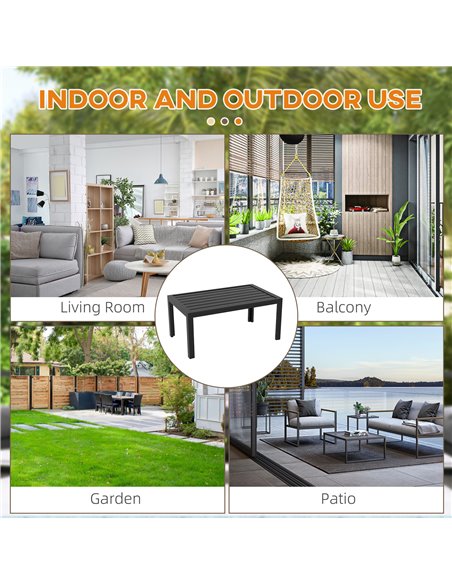 Outsunny Outdoor Side Table, Rectangular Patio Coffee Side Table with Steel Frame and Slat Tabletop for Garden, Balcony, Black 8 - pic 45440 | FastDaddyshop