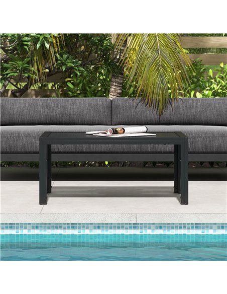 Outsunny Outdoor Side Table, Rectangular Patio Coffee Side Table with Steel Frame and Slat Tabletop for Garden, Balcony, Black 8 - pic 45441 | FastDaddyshop