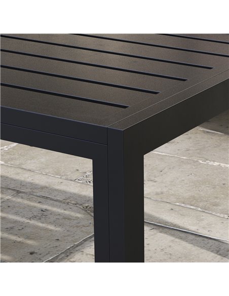 Outsunny Outdoor Side Table, Rectangular Patio Coffee Side Table with Steel Frame and Slat Tabletop for Garden, Balcony, Black 8 - pic 45443 | FastDaddyshop