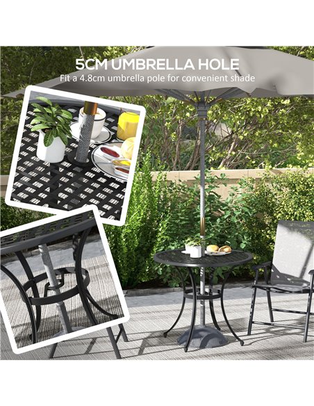 Outsunny Cast Aluminium Bistro Table with Umbrella Hole, 85cm Round Garden Table, Patio Table for Balcony, Poolside, Black 84G-3 - pic 45448 | FastDaddyshop