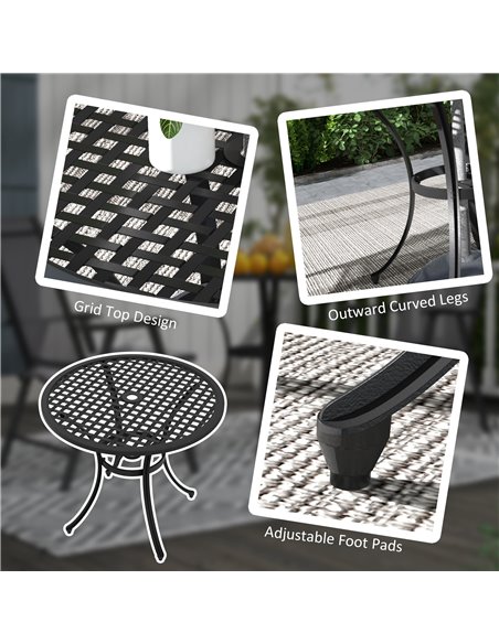 Outsunny Cast Aluminium Bistro Table with Umbrella Hole, 85cm Round Garden Table, Patio Table for Balcony, Poolside, Black 84G-3 - pic 45450 | FastDaddyshop