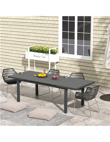 Outsunny Aluminium Extending Outdoor Dining Table for 6-8, Charcoal Grey 84G-317V00CG - pic 45464 | FastDaddyshop