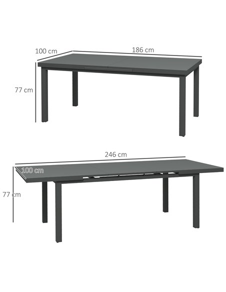Outsunny Aluminium Extending Outdoor Dining Table for 6-8, Charcoal Grey 84G-317V00CG - pic 45465 | FastDaddyshop