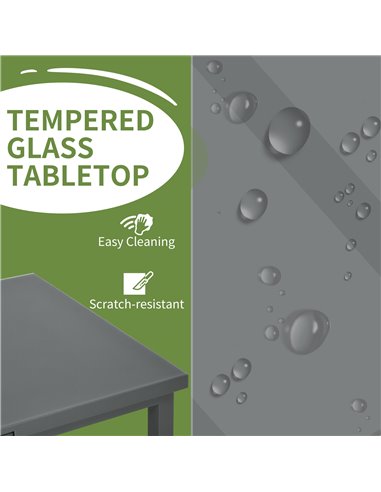 Outsunny Aluminium Garden Table for 6-8, Extending Outdoor Dining Table Rectangle for Lawn Balcony - Charcoal Grey 84G-317V00CG