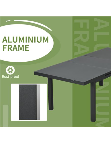 Outsunny Aluminium Garden Table for 6-8, Extending Outdoor Dining Table Rectangle for Lawn Balcony - Charcoal Grey 84G-317V00CG - pic 45468 | FastDaddyshop