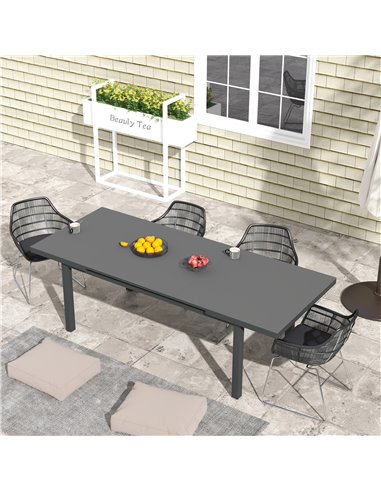 Outsunny Aluminium Garden Table for 6-8, Extending Outdoor Dining Table Rectangle for Lawn Balcony - Charcoal Grey 84G-317V00CG