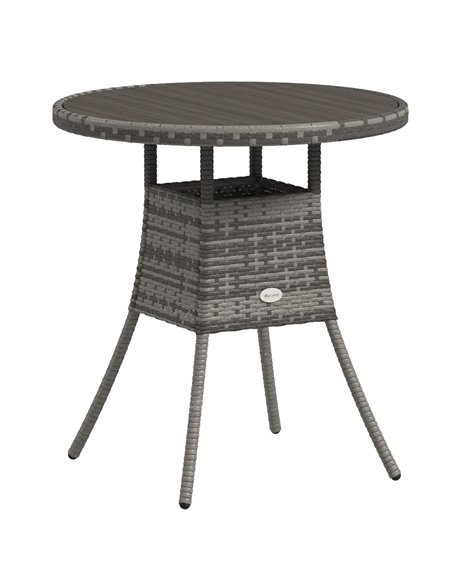 Outsunny 70cm PE Rattan Outdoor Dining Table, Grey 861-080V00GY - pic 45472 | FastDaddyshop