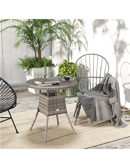 Outsunny 70cm PE Rattan Outdoor Dining Table, Grey 861-080V00GY - pic 45473 | FastDaddyshop