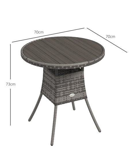 Outsunny 70cm PE Rattan Outdoor Dining Table, Grey 861-080V00GY - pic 45474 | FastDaddyshop