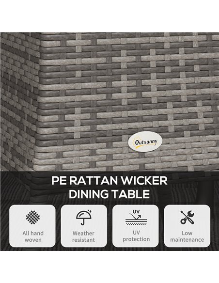 Outsunny 70cm PE Rattan Outdoor Dining Table, Patio Table with Wood-plastic Composite Top for Balcony, Garden, Grey 861-080V00GY - pic 45475 | FastDaddyshop